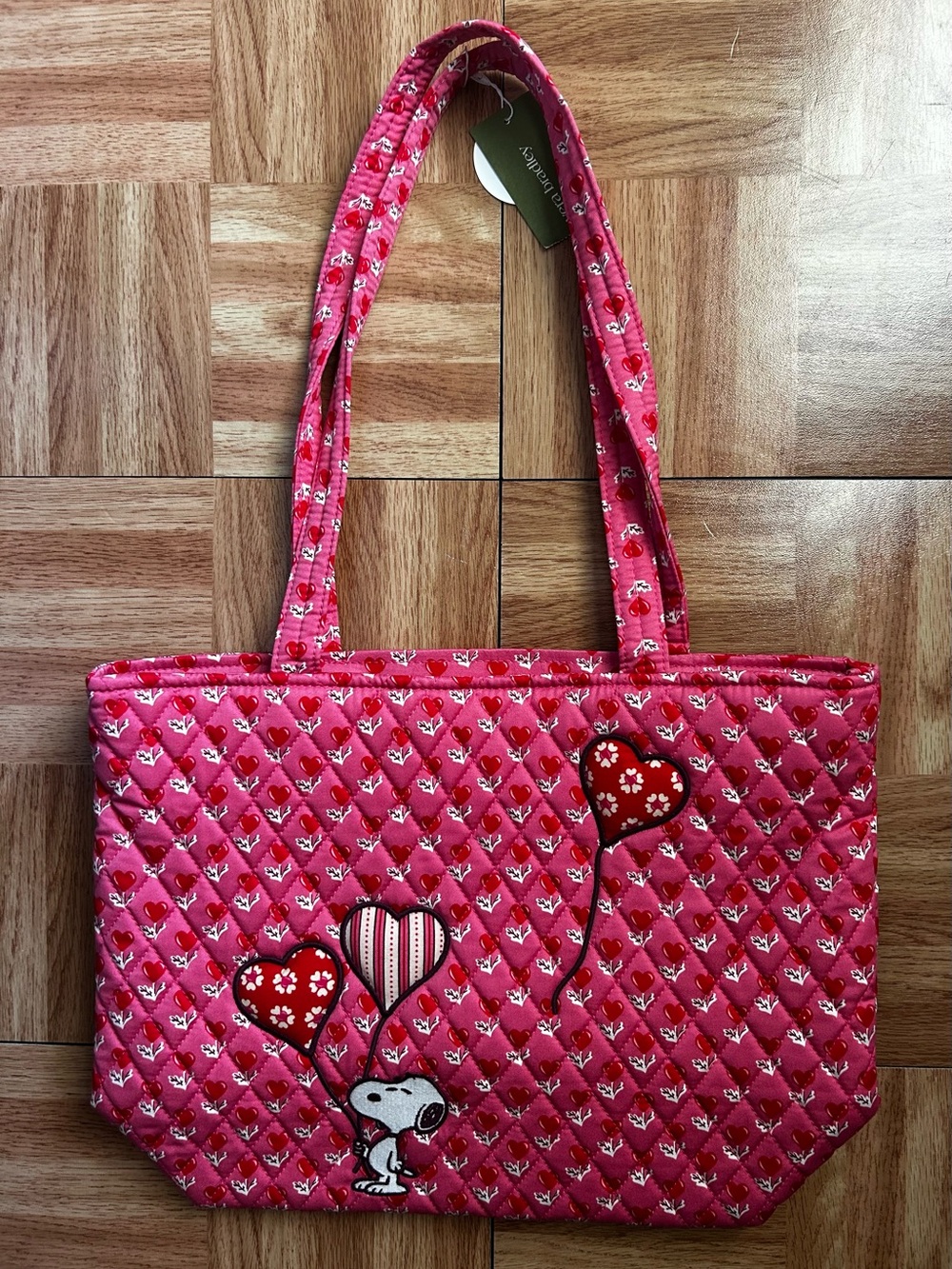Vera Bradley Hearts Snoopy Peanuts Character Small Tote Bag New pink balloons